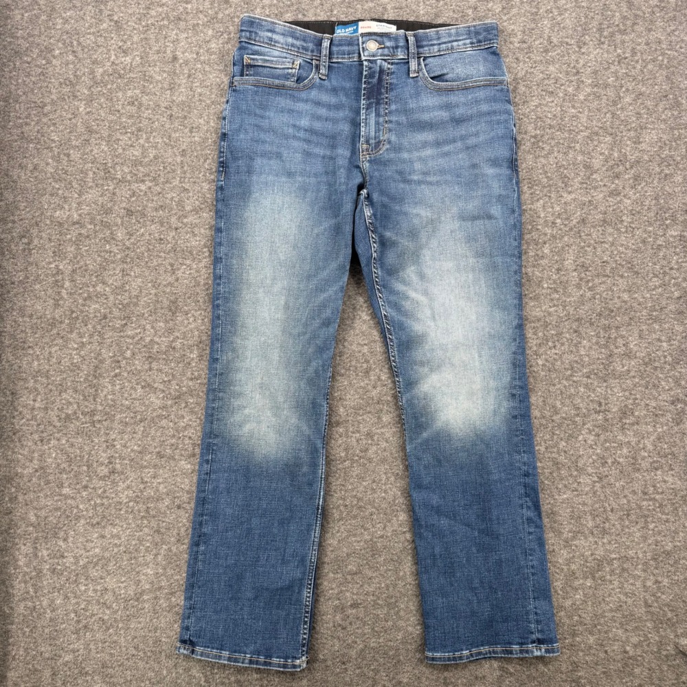 Old Navy 360 Stretch Straight Leg Jeans Medium Wash Blue 30 Long Pull on comfort